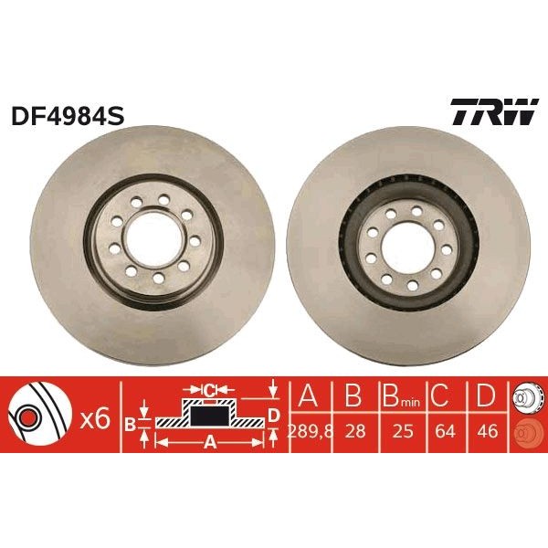 Снимка на Спирачен диск TRW черен DF4984S за камион Iveco Daily 4 Box 35C17 V, 35C17 V/P, 35S17 V, 35S17 V/P - 170 коня дизел
