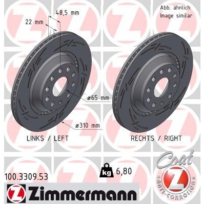 Снимка на Спирачен диск ZIMMERMANN BLACK Z 100.3309.53 за Audi Q3 (F3B) 35 TFSI - 150 коня бензин