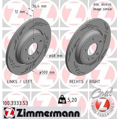 Снимка на Спирачен диск ZIMMERMANN BLACK Z 100.3333.53 за Audi A5 Cabrio (8F7) 2.0 TDI - 163 коня дизел