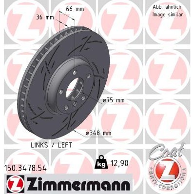 Снимка на Спирачен диск ZIMMERMANN BLACK Z 150.3478.54 за BMW 5 Sedan F10 535 i xDrive - 326 коня бензин