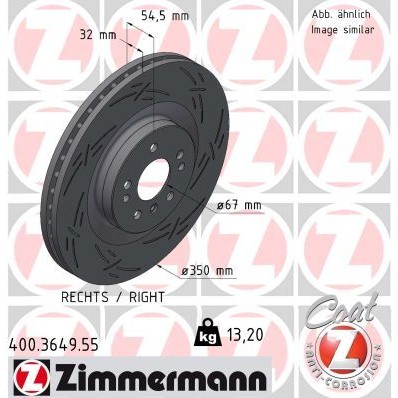 Снимка на Спирачен диск ZIMMERMANN BLACK Z 400.3649.55 за Mercedes R-class (w251,v251) R 500 4-matic (251.075, 251.175) - 306 коня бензин