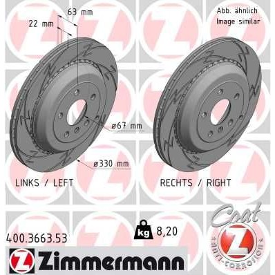 Снимка на Спирачен диск ZIMMERMANN BLACK Z 400.3663.53 за Mercedes R-class (w251,v251) R 500 4-matic (251.075, 251.175) - 306 коня бензин