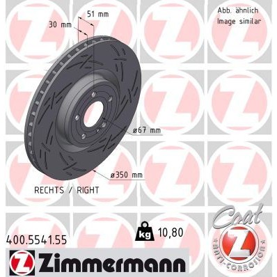 Снимка на Спирачен диск ZIMMERMANN BLACK Z 400.5541.55 за Mercedes A-Class Saloon (W177) A 220 4-matic (177.145) - 190 коня бензин