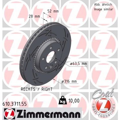 Снимка на Спирачен диск ZIMMERMANN BLACK Z 610.3711.55 за Volvo V70 Estate 1.6 DRIVe / D2 - 114 коня дизел