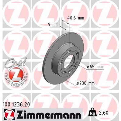 Снимка на Спирачен диск ZIMMERMANN COAT Z 100.1236.20 за Audi A3 (8L1) 1.9 TDI - 110 коня дизел