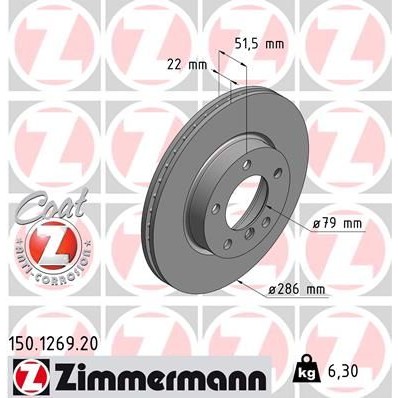 Снимка на Спирачен диск ZIMMERMANN COAT Z 150.1269.20 за BMW 3 Compact E46 318 td - 115 коня дизел