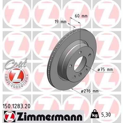Снимка на Спирачен диск ZIMMERMANN COAT Z 150.1283.20 за BMW 3 Coupe E46 318 Ci - 143 коня бензин