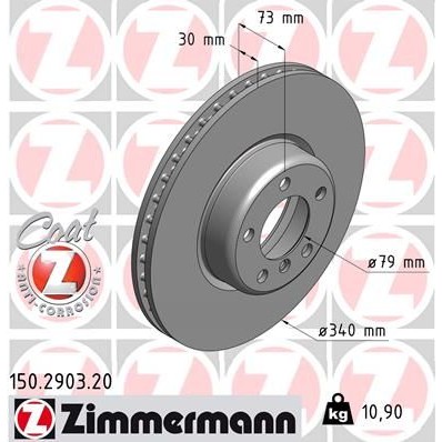 Снимка на Спирачен диск ZIMMERMANN COAT Z 150.2903.20 за BMW 1 F20 M 135 i - 326 коня бензин