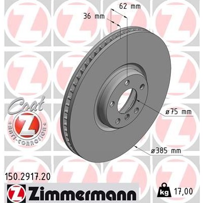 Снимка на Спирачен диск ZIMMERMANN COAT Z 150.2917.20 за BMW X6 F86 xDrive 50 i - 449 коня бензин