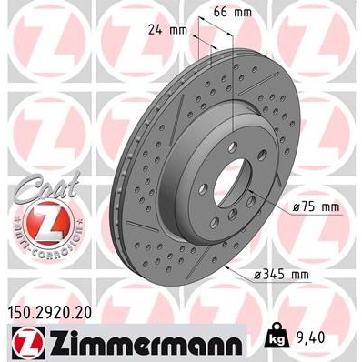 Снимка на Спирачен диск ZIMMERMANN COAT Z 150.2920.20 за BMW 4 Gran Coupe F36 430 d xDrive - 286 коня дизел