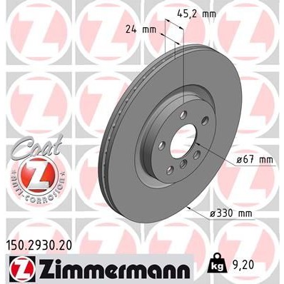Снимка на Спирачен диск ZIMMERMANN COAT Z 150.2930.20 за BMW X1 F48 sDrive 20 d - 163 коня дизел