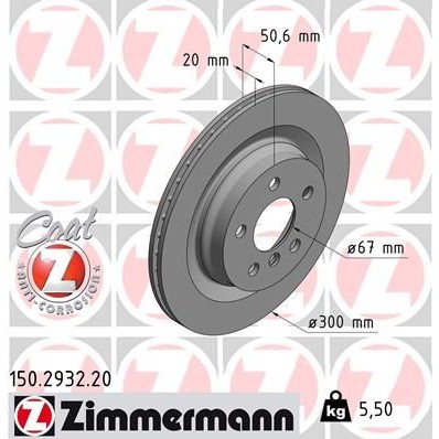 Снимка на Спирачен диск ZIMMERMANN COAT Z 150.2932.20 за BMW X2 (F39) sDrive 16 d - 116 коня дизел
