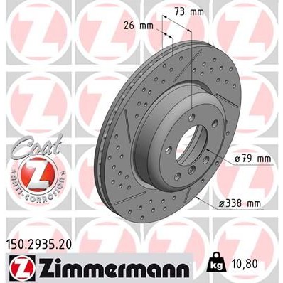 Снимка на Спирачен диск ZIMMERMANN COAT Z 150.2935.20 за BMW 1 Coupe E82 120 d - 177 коня дизел
