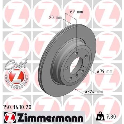 Снимка на Спирачен диск ZIMMERMANN COAT Z 150.3410.20 за BMW 7 Limousine E65 735 i, Li - 272 коня бензин