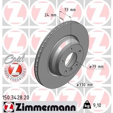 Снимка на Спирачен диск ZIMMERMANN COAT Z 150.3428.20 за BMW 3 Touring E91 330 xi - 258 коня бензин