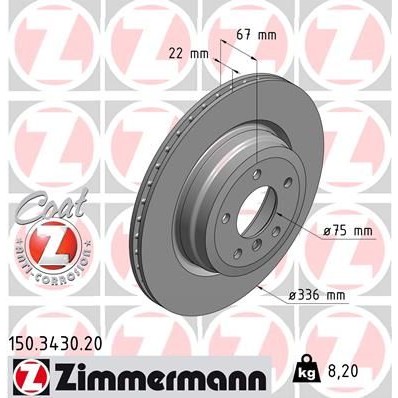 Снимка на Спирачен диск ZIMMERMANN COAT Z 150.3430.20 за BMW 3 Sedan E90 335 i - 306 коня бензин