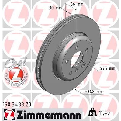 Снимка на Спирачен диск ZIMMERMANN COAT Z 150.3483.20 за BMW 5 Sedan F10 530 d - 258 коня дизел