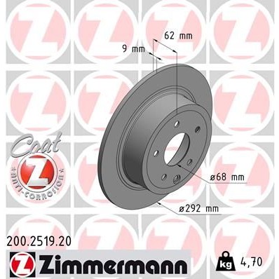 Снимка на Спирачен диск ZIMMERMANN COAT Z 200.2519.20 за Nissan Qashqai (J10,JJ10) 1.6 - 114 коня бензин