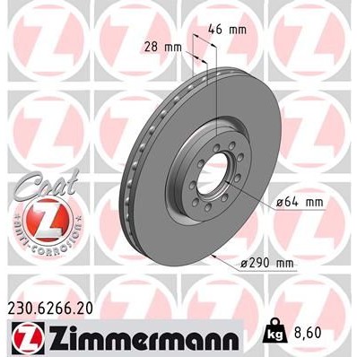 Снимка на Спирачен диск ZIMMERMANN COAT Z 230.6266.20 за камион Iveco Daily 4 Box 35C12 V, 35C12 V/P, 35S12 V, 35S12 V/P - 116 коня дизел