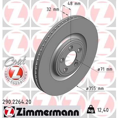 Снимка на Спирачен диск ZIMMERMANN COAT Z 290.2264.20 за Jaguar XF Saloon (J05,CC9) 3.0 AWD - 340 коня бензин