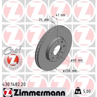 Снимка на Спирачен диск ZIMMERMANN COAT Z 430.1482.20 за Opel Astra G Hatchback 1.8 16V (F08, F48) - 116 коня бензин