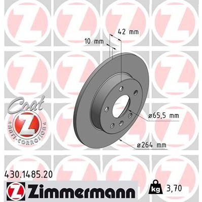 Снимка на Спирачен диск ZIMMERMANN COAT Z 430.1485.20 за Opel Astra G Van 2.0 DI (F70) - 82 коня дизел