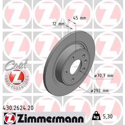 Снимка на Спирачен диск ZIMMERMANN COAT Z 430.2624.20 за Opel Zafira (P12) 1.8 (75) - 140 коня бензин