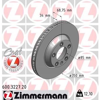 Снимка на Спирачен диск ZIMMERMANN COAT Z 600.3227.20 за Porsche Cayenne (955, 9PA) S 4.5 - 340 коня бензин