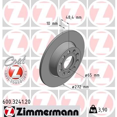 Снимка на Спирачен диск ZIMMERMANN COAT Z 600.3241.20 за Audi A3 (8V1) 1.6 TDI - 110 коня дизел