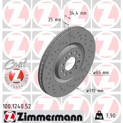 Снимка на Спирачен диск ZIMMERMANN SPORT COAT Z 100.1240.52 за Seat Leon (1M1) 1.6 - 100 коня бензин