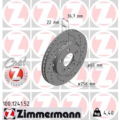 Снимка на Спирачен диск ZIMMERMANN SPORT COAT Z 100.1241.52 за Seat Leon (1M1) 1.9 TDI Syncro - 150 коня дизел