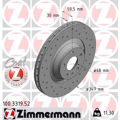 Снимка на Спирачен диск ZIMMERMANN SPORT COAT Z 100.3319.52 за Audi A6 Allroad (4FH, C6) 4.2 FSI quattro - 350 коня бензин