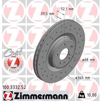 Снимка на Спирачен диск ZIMMERMANN SPORT COAT Z 100.3332.52 за Audi A4 Avant (8K5, B8) 2.0 TFSI - 180 коня бензин