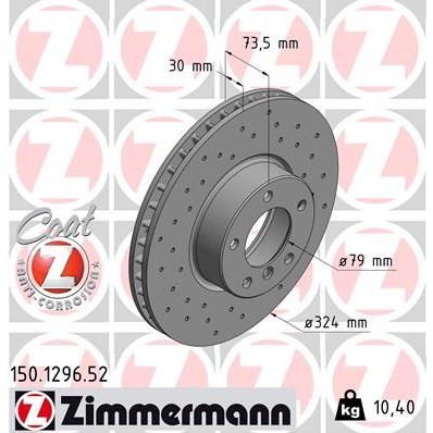 Снимка на Спирачен диск ZIMMERMANN SPORT COAT Z 150.1296.52 за BMW 5 Sedan E39 530 i - 231 коня бензин