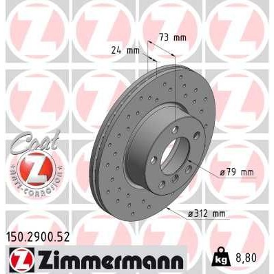 Снимка на Спирачен диск ZIMMERMANN SPORT COAT Z 150.2900.52 за BMW 4 Gran Coupe F36 420 d xDrive - 184 коня дизел