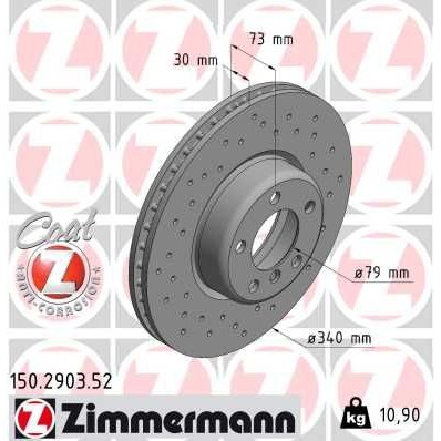 Снимка на Спирачен диск ZIMMERMANN SPORT COAT Z 150.2903.52 за BMW 4 Gran Coupe F36 420 d xDrive - 184 коня дизел