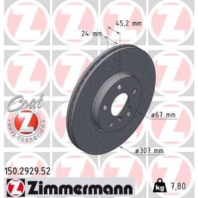 Снимка на Спирачен диск ZIMMERMANN SPORT COAT Z 150.2929.52 за BMW X2 (F39) xDrive 18 d - 150 коня дизел