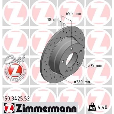 Снимка на Спирачен диск ZIMMERMANN SPORT COAT Z 150.3425.52 за BMW 1 E81 116 i - 122 коня бензин