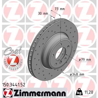 Снимка на Спирачен диск ZIMMERMANN SPORT COAT Z 150.3441.52 за BMW 3 Sedan E90 335 i - 306 коня бензин