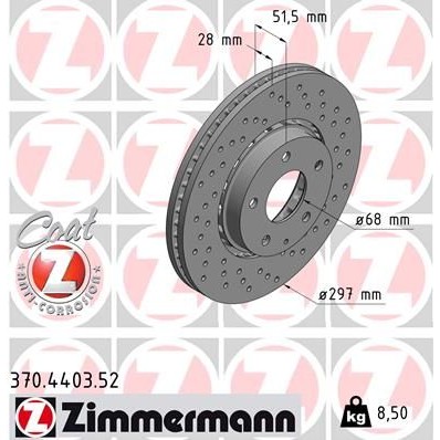 Снимка на Спирачен диск ZIMMERMANN SPORT COAT Z 370.4403.52 за Mazda CX-5 (KE, GH) 2.0 (KEEFW) - 165 коня бензин
