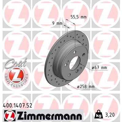Снимка на Спирачен диск ZIMMERMANN SPORT COAT Z 400.1407.52 за Mercedes 190 (w201) D 2.0 (201.122) - 75 коня дизел