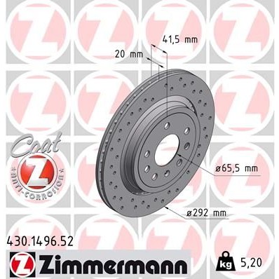 Снимка на Спирачен диск ZIMMERMANN SPORT COAT Z 430.1496.52 за Saab 9-3 Estate 2.0 t XWD - 220 коня бензин