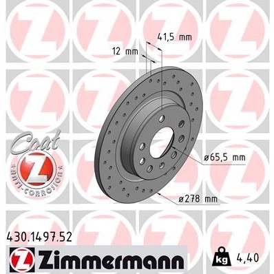 Снимка на Спирачен диск ZIMMERMANN SPORT COAT Z 430.1497.52 за Saab 9-3 Estate 1.9 TiD - 150 коня дизел