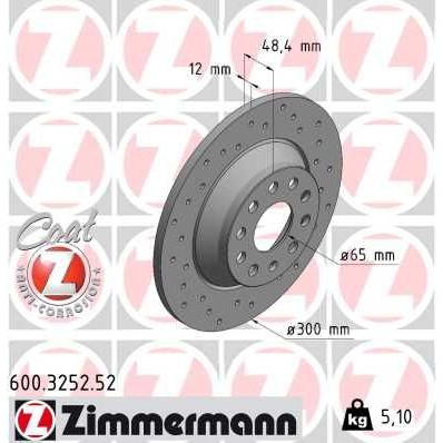 Снимка на Спирачен диск ZIMMERMANN SPORT COAT Z 600.3252.52 за Audi Q3 (F3B) 35 TFSI - 150 коня бензин