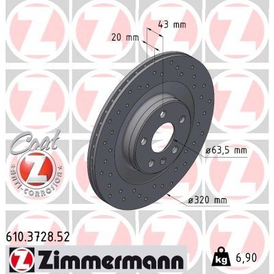 Снимка на Спирачен диск ZIMMERMANN SPORT COAT Z 610.3728.52 за Volvo XC 60 II 2.0 B5 Mild-Hybrid - 249 коня бензин/електро