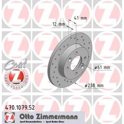 Снимка на Спирачен диск ZIMMERMANN SPORT Z 470.1079.52 за Dacia Sandero 1.6 16V Bifuel - 105 коня Бензин/Етанол