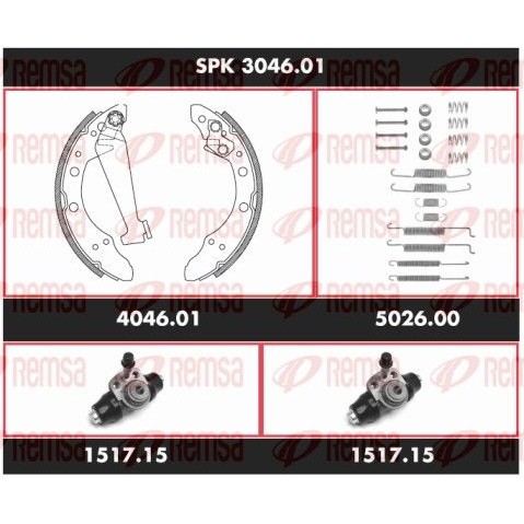 Снимка на Спирачен комплект, барабанни спирачки REMSA Super Precision Kit SPK 3046.01 за Seat Arosa (6H) 1.0 - 50 коня бензин