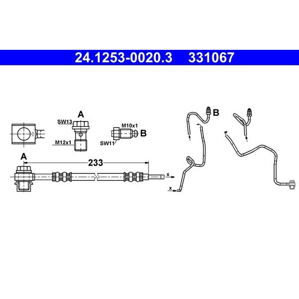 Снимка на Спирачен маркуч ATE 24.1253-0020.3 за Audi A3 (8L1) 1.6 - 102 коня бензин