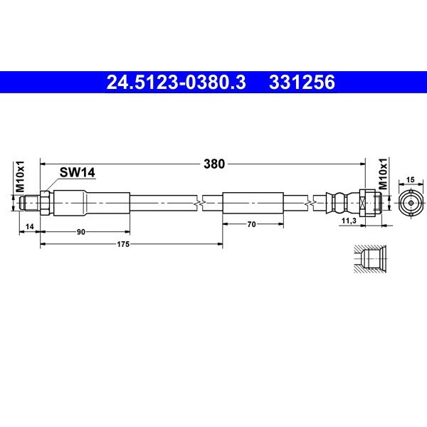 Снимка на Спирачен маркуч ATE 24.5123-0380.3 за Mercedes E-class Estate (s211) E 220 T CDI (211.206) - 150 коня дизел