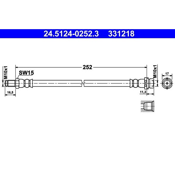 Снимка на Спирачен маркуч ATE 24.5124-0252.3 за Ford Transit BOX 2.4 TDCi RWD - 115 коня дизел